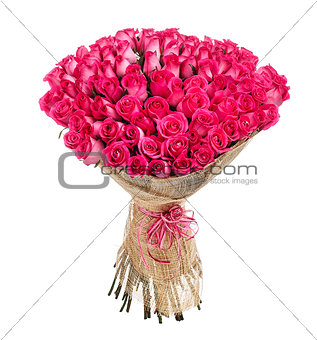 Flower bouquet of 100 pink roses