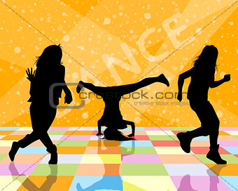 Three dancing teenagers