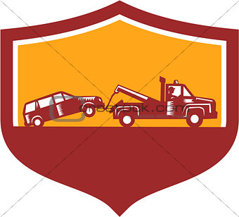 Tow Truck Towing Car Shield Retro