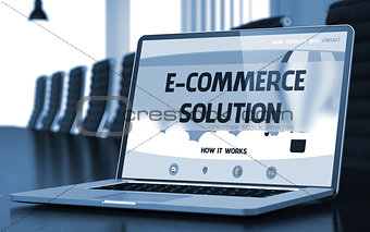 Landing Page of Laptop with E-Commerce Solution Concept. 3D.