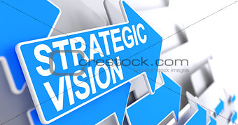 Strategic Vision - Label on the Blue Pointer. 3D.
