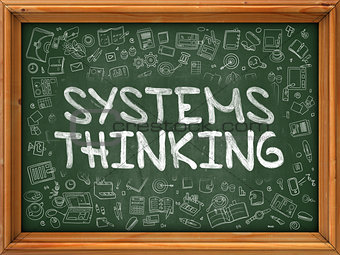 Systems Thinking - Hand Drawn on Green Chalkboard.