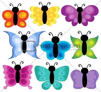 Stylized butterflies theme set 2