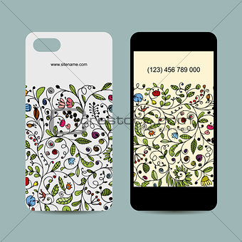 Mobile phone cover design. Floral ornament
