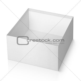 open empty white square box isolated on white