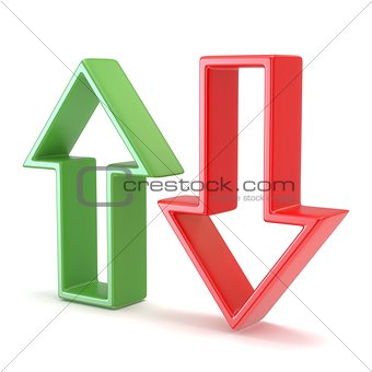 Green and red arrow. 3D