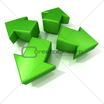 Green 3D arrows expanding. Front view