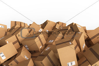 Stack of closed cardboard boxes. 3D Rendering