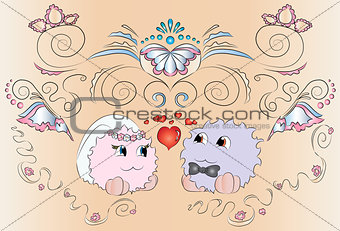 bride and groom wedding card ornaments