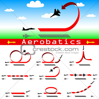 Aerobatics airplane on blue sky background. Vector illustration.