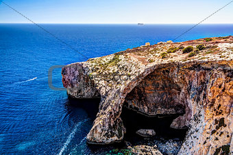 Panorama view to Blue Wall and Grotto cliffs Malta