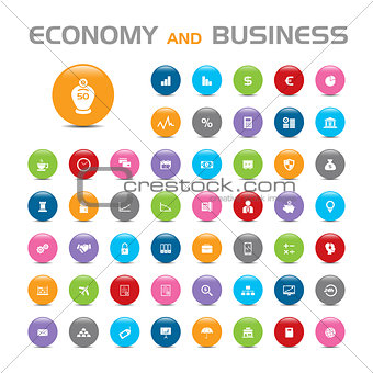 50 Economy and business buble icons