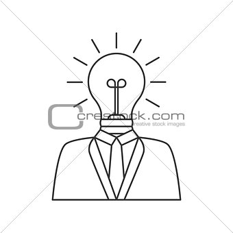 Businessman with lightbulb head line icon