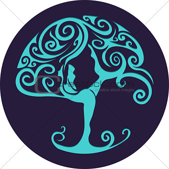 Paper cut out yoga tree