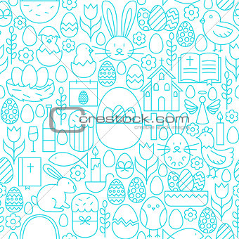 Easter Line Seamless White Pattern