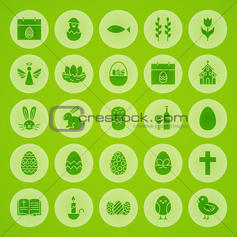 Happy Easter Solid Circle Icons