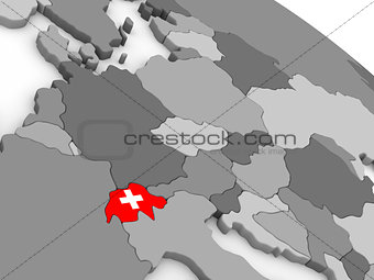 Switzerland on globe with flag