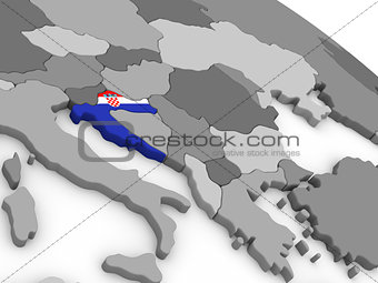 Croatia on globe with flag