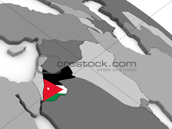Jordan on globe with flag