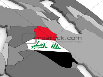 Iraq on globe with flag