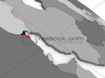 Kuwait on globe with flag