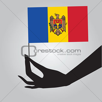 Hand with flag Moldova