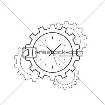 Clock gear line icon