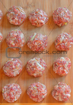 Raw Uncooked Meatballs