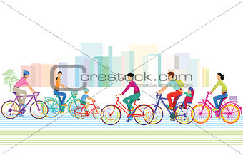 A group of cyclists in the city