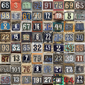 Vintage grunge square metal rusty plate of numbers of street add