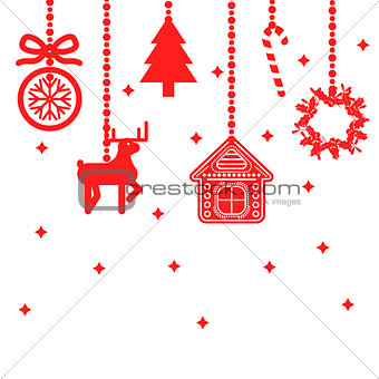 Hanging christmas toys decoration vector.