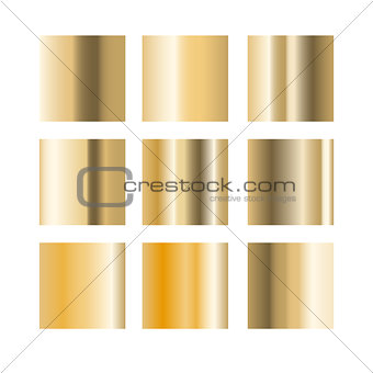 Gold gradient palette swatches vector.