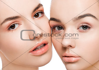 Two beautiful models with natural beauty makeup
