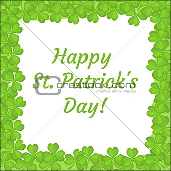 St. Patrick's Day greeting card, invitation, poster, flyer. Template for your design with clover, shamrock. Vector illustration.