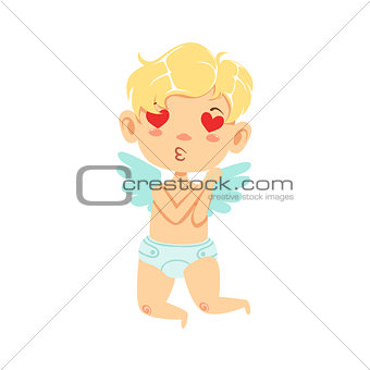 Boy Baby Cupid In Love, Winged Toddler In Diaper Adorable Love Symbol Cartoon Character