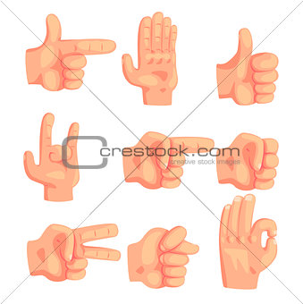 Conceptual Popular Hand Gestures Set Of Realistic Isolated Icons With Human Palm Signaling