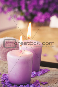 Purple spa setting