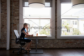 Businesswoman Working On Laptop And Making Phone Call