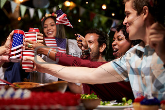 Friends Making A Toast To Celebrate 4th Of July Holiday