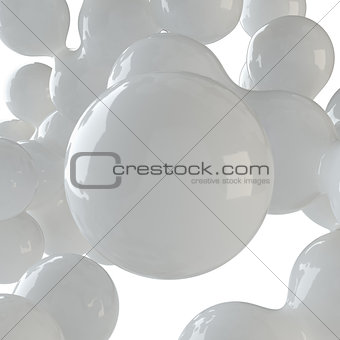 Abstract group of white spheres