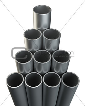 Metal pipes isolated on white