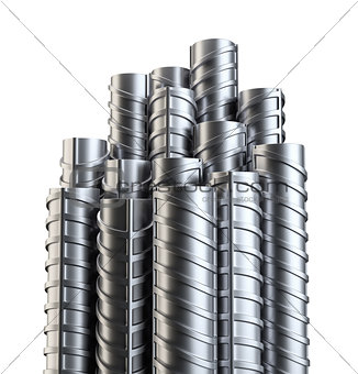 Steel reinforcements. Isolated on white