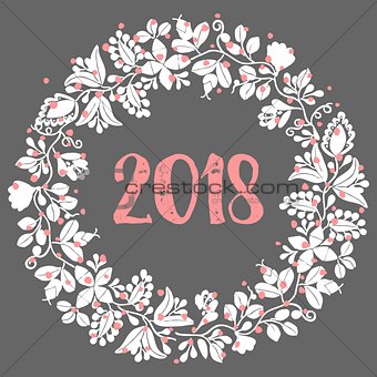 2018 vector wreath on dark background
