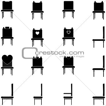 Black chairs and armchairs- set icons.