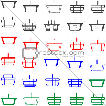 Basket red and blue colour - set icons.