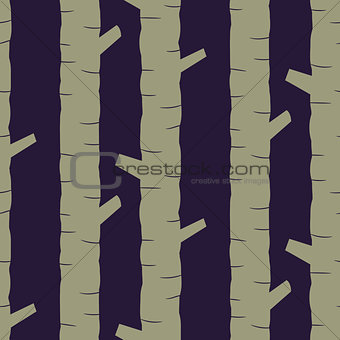 Khaki tree stem silhouettes seamless vector pattern.