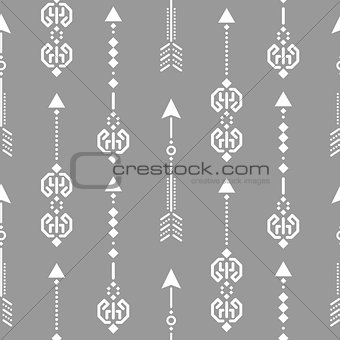 Aztec ethnic arrow ornament seamless vector pattern.