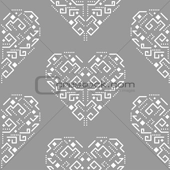 Navajo heart shape ornament seamless vector pattern.