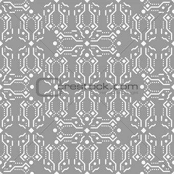 Gray and white ornament seamless vector pattern.