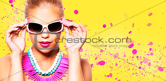 fashion spring summer blond woman with perfect skin